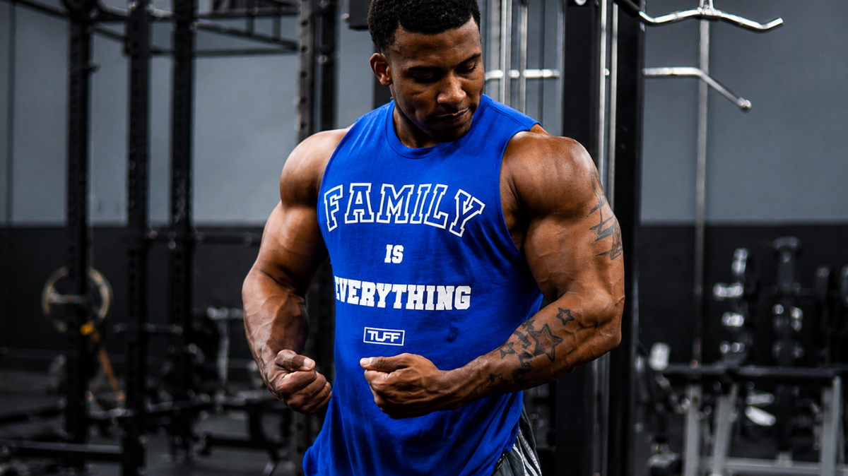 Athlete training in modern gym apparel with a 2026 gym apparel statistics chart overlay