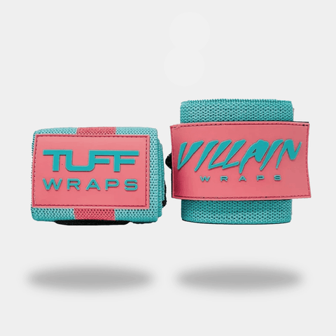 16" Villain Wrist Wraps - Pink & Teal 16 inch TuffWraps.com