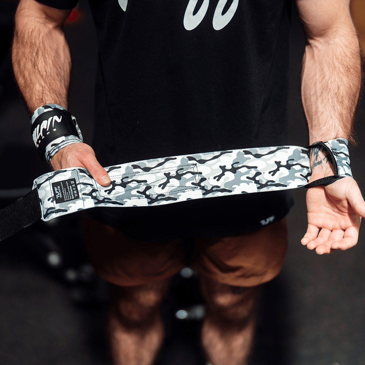 24" Villain Wrist Wraps - Arctic Camo 24 inch TuffWraps.com