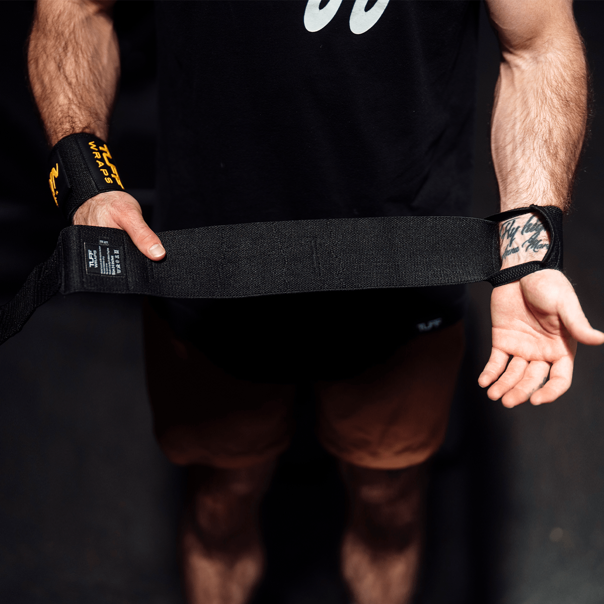 30" Villain Wrist Wraps - Black & Gold 30 inch TuffWraps.com