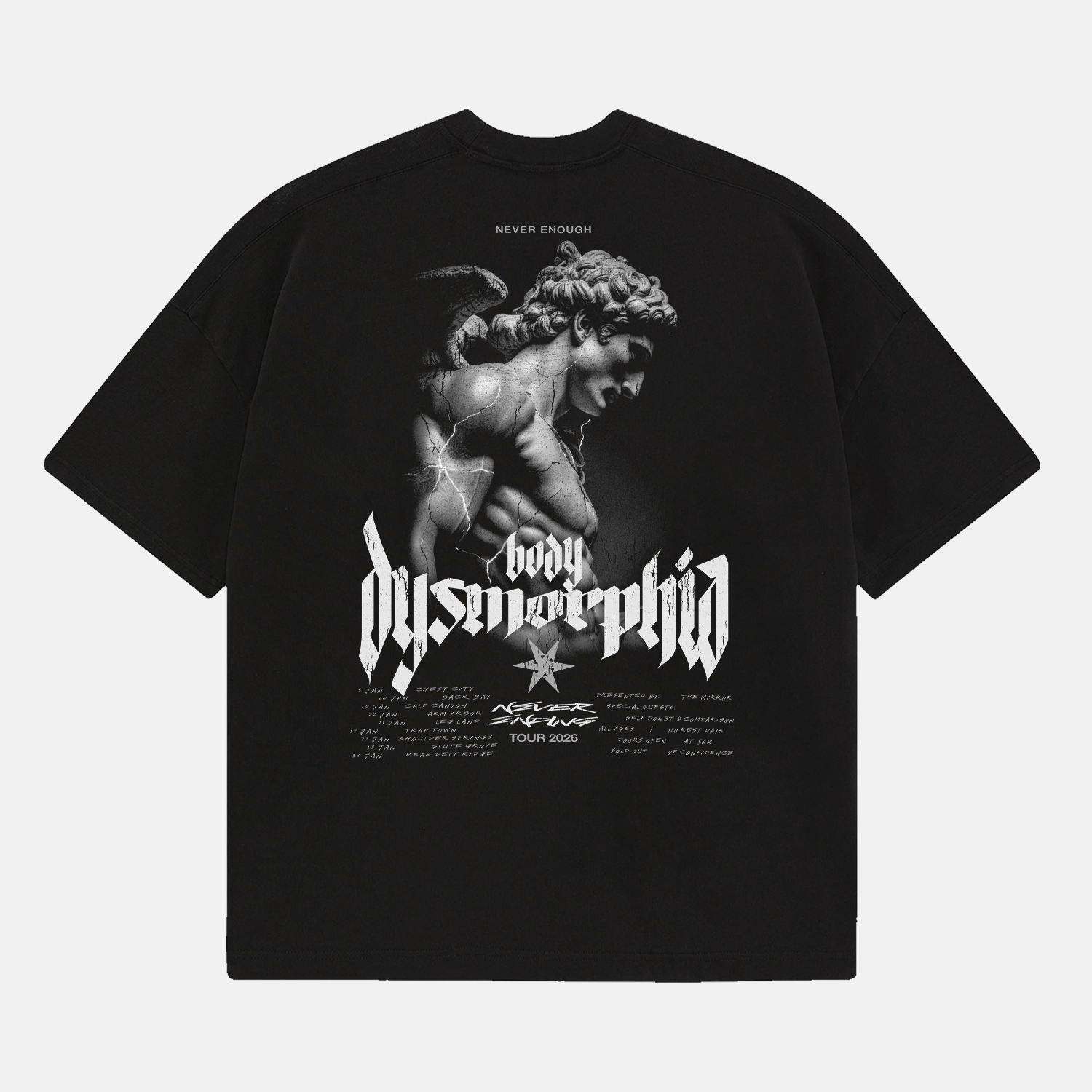 Body Dysmorphia World Tour Tee Oversized / Black / S TuffWraps.com