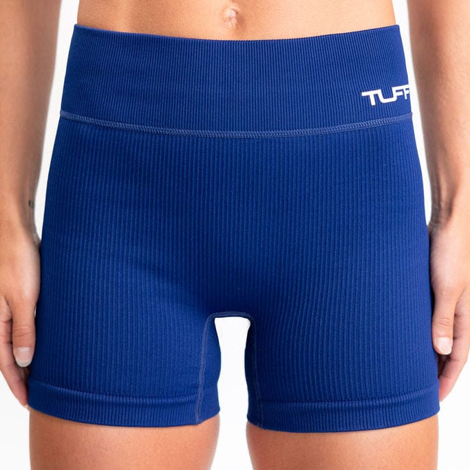 Classic Ribbed Biker Shorts - Blue TuffWraps.com