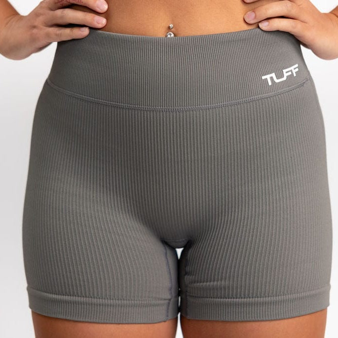 Classic Ribbed Biker Shorts - Gray TuffWraps.com