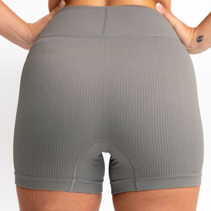 Classic Ribbed Biker Shorts - Gray TuffWraps.com