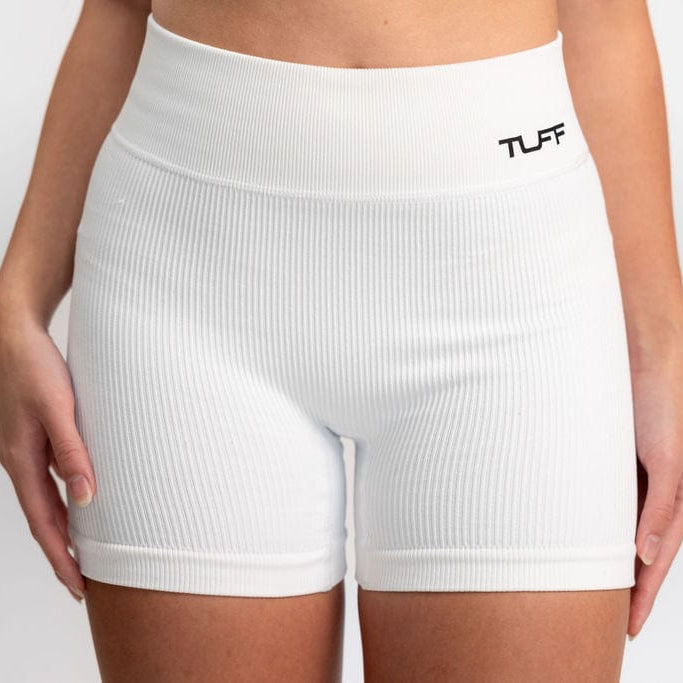 Classic Ribbed Biker Shorts - White TuffWraps.com