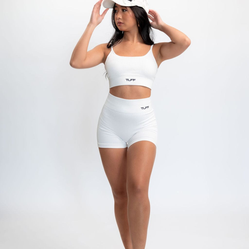 Classic Ribbed Biker Shorts - White TuffWraps.com
