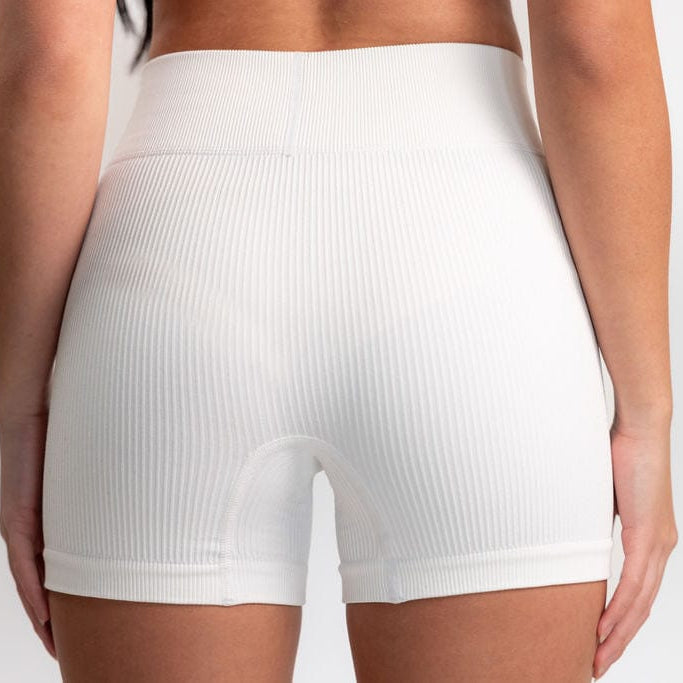 Classic Ribbed Biker Shorts - White TuffWraps.com