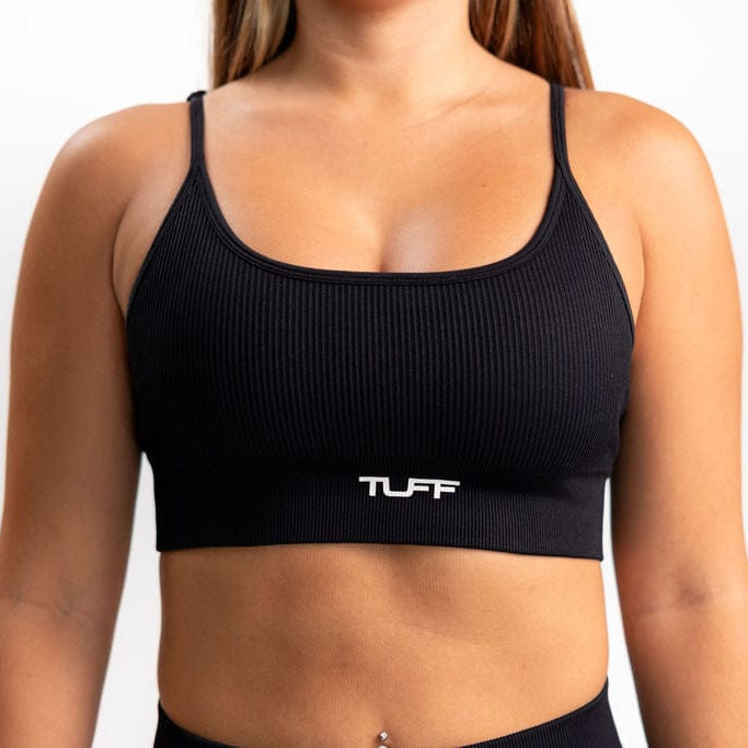 Classic Ribbed Sports Bra - Black TuffWraps.com