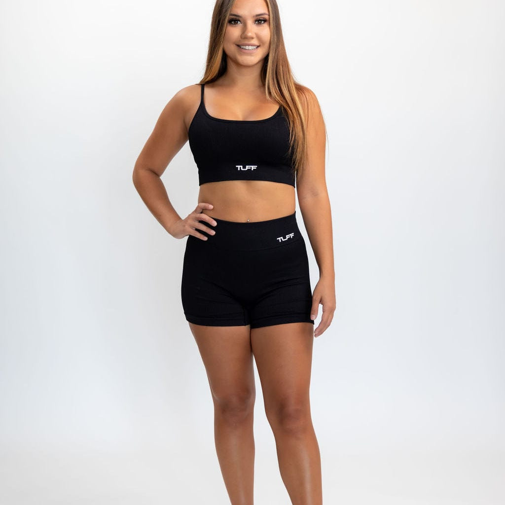 Classic Ribbed Sports Bra - Black TuffWraps.com