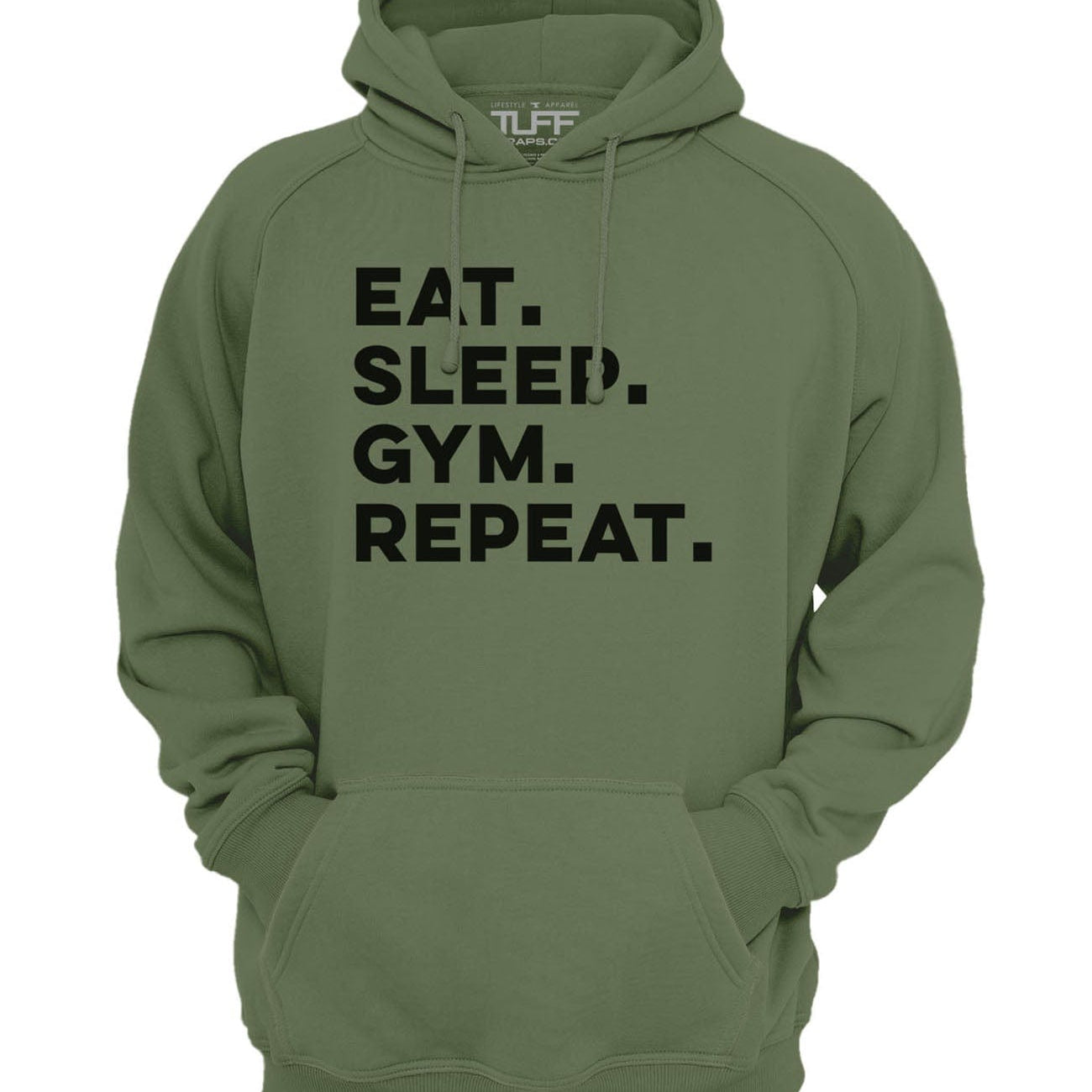 Eat. Sleep. Gym. Repeat. Hooded Sweatshirt XS / Military Green TuffWraps.com