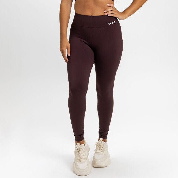 Sleek Scrunch Bottom Leggings - Brown S / Black TuffWraps.com