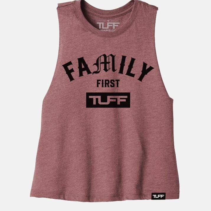 Family First Racerback Crop Top Rose / S TuffWraps.com