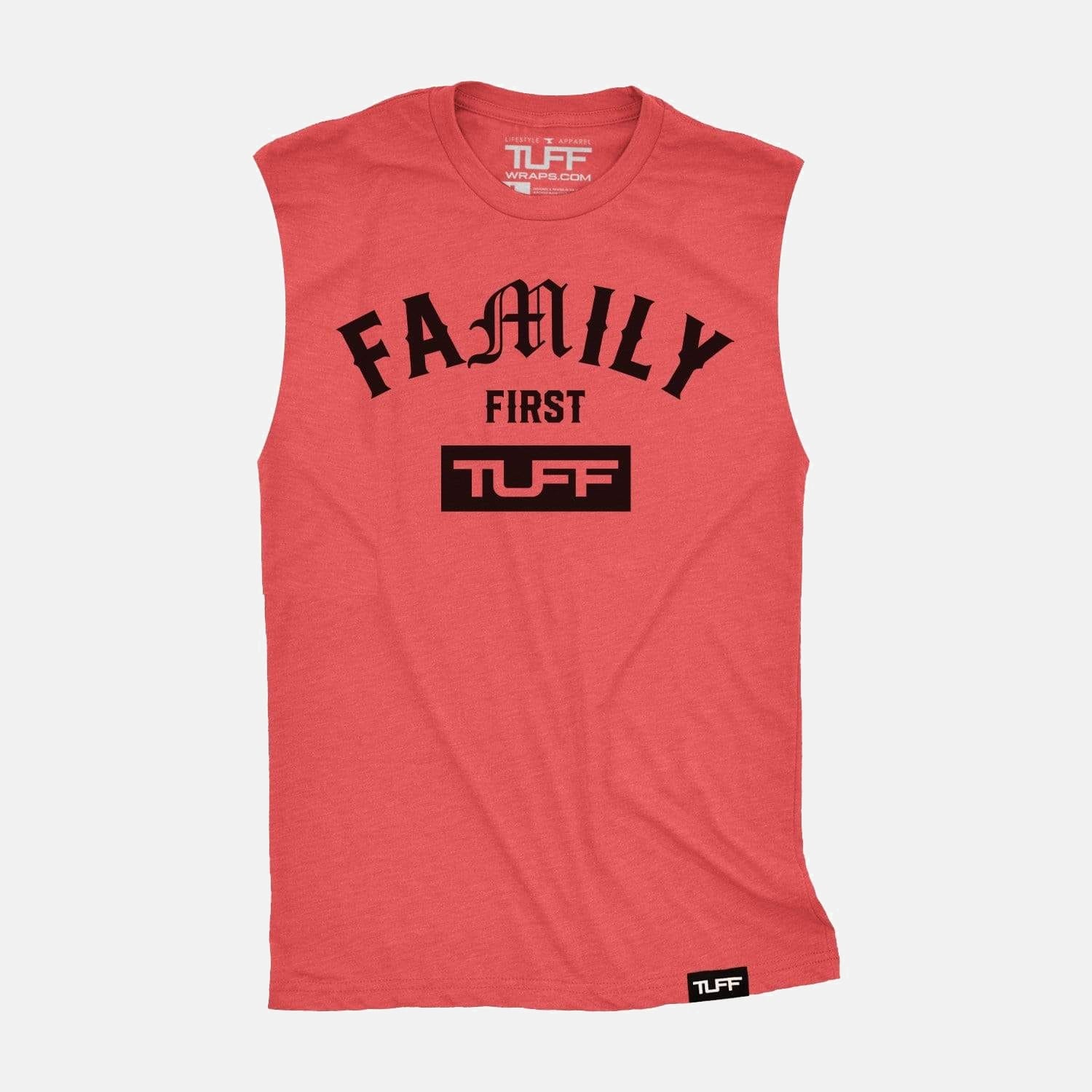 Family First Raw Edge Muscle Tank Vintage Red / S TuffWraps.com