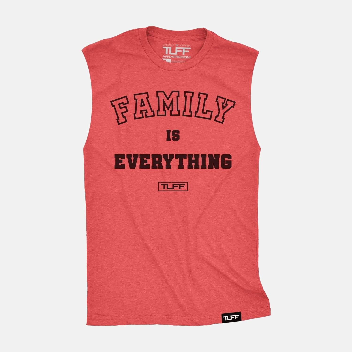 Family Is Everything Raw Edge Muscle Tank Vintage Red / S TuffWraps.com