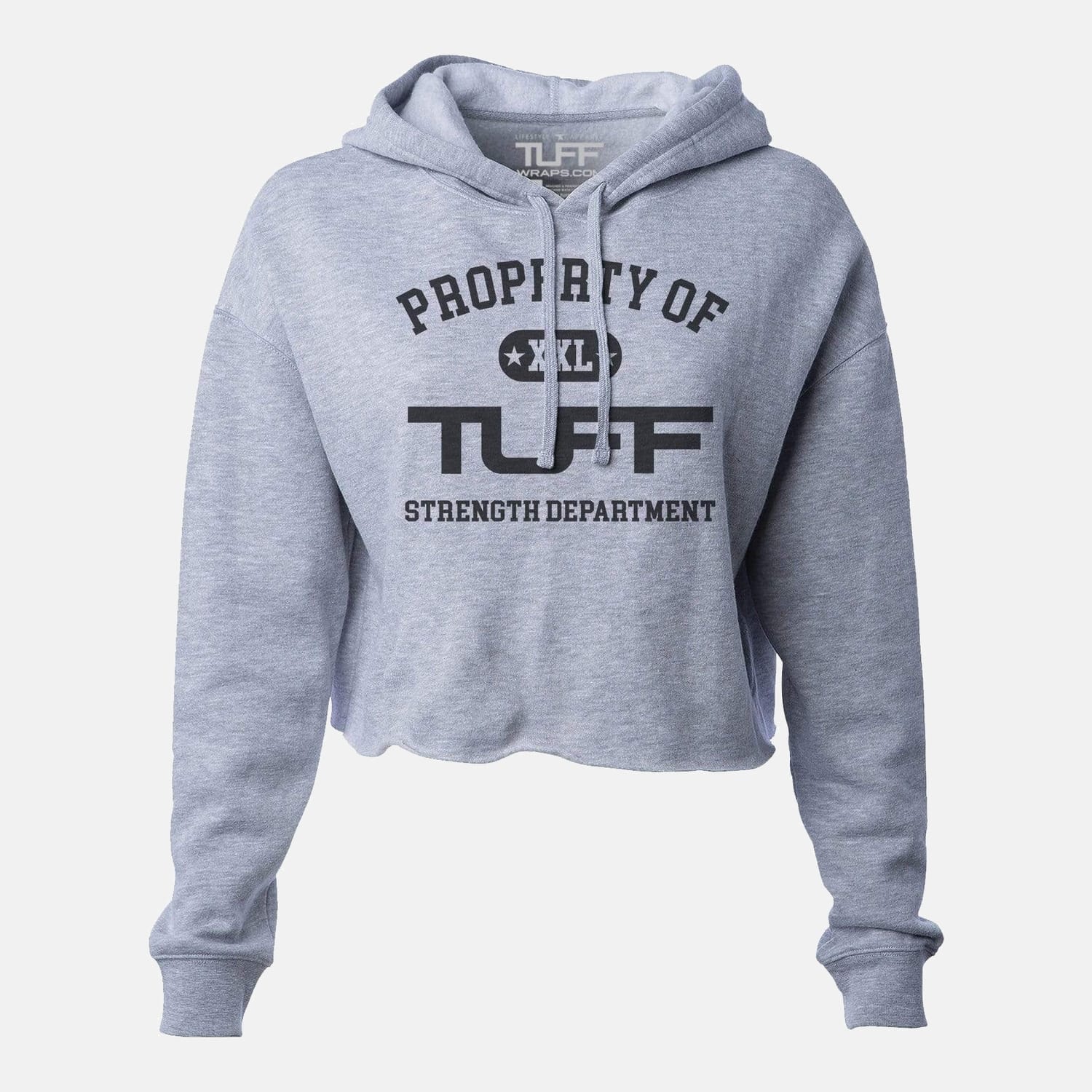 Property of TUFF Hooded Cropped Fleece Heather Gray / XS TuffWraps.com
