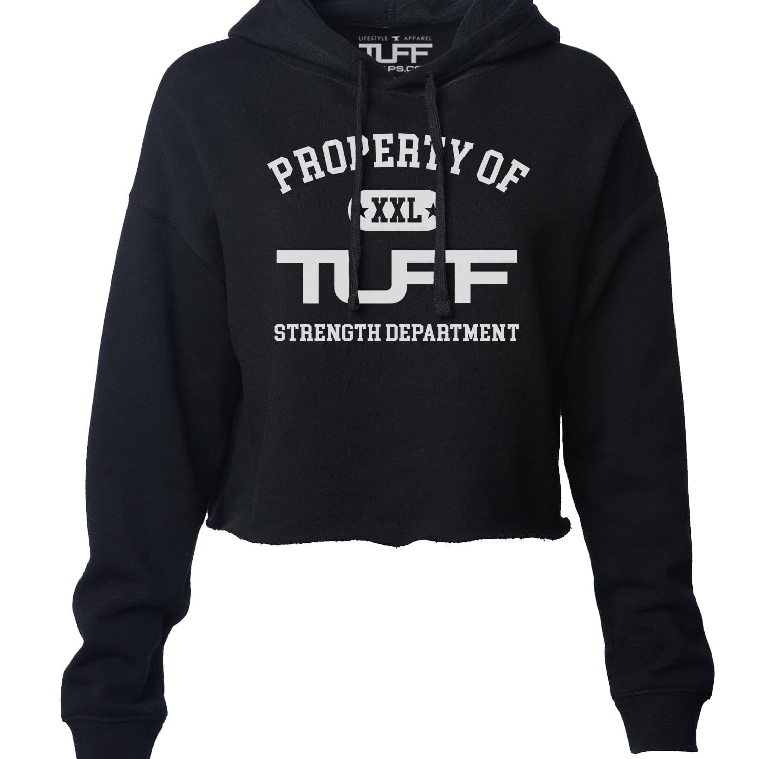 Property of TUFF Hooded Cropped Fleece XS / Black TuffWraps.com
