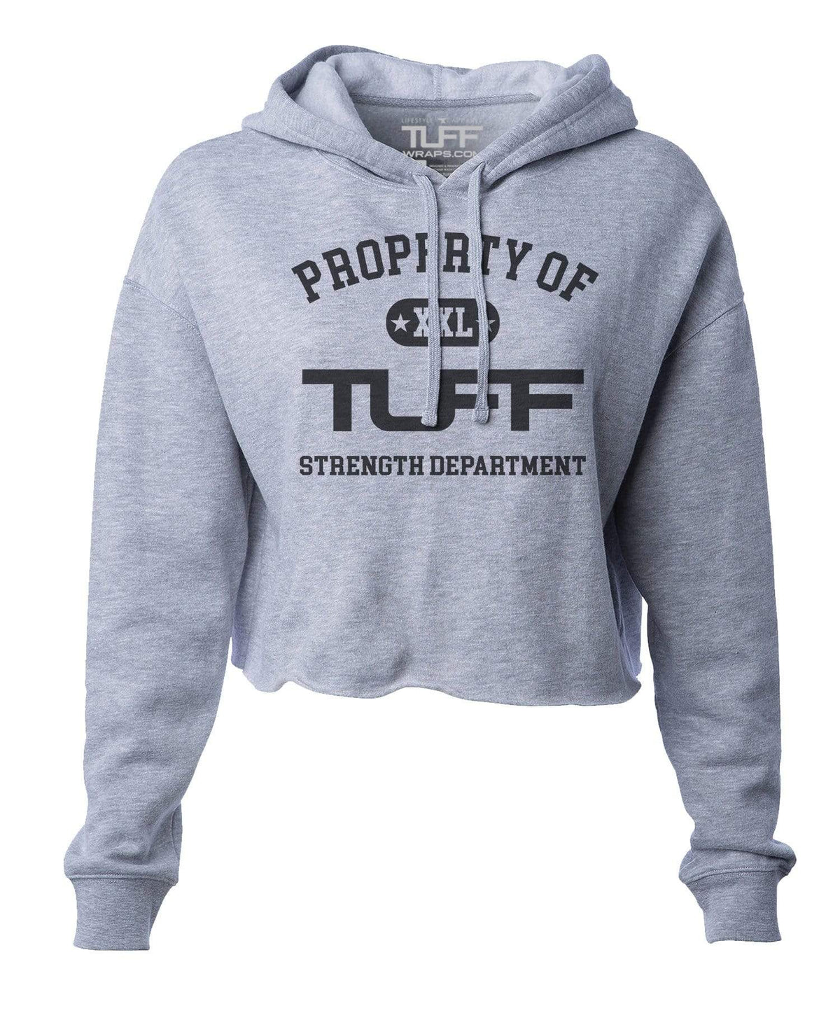 Property of TUFF Hooded Cropped Fleece XS / Heather Gray TuffWraps.com