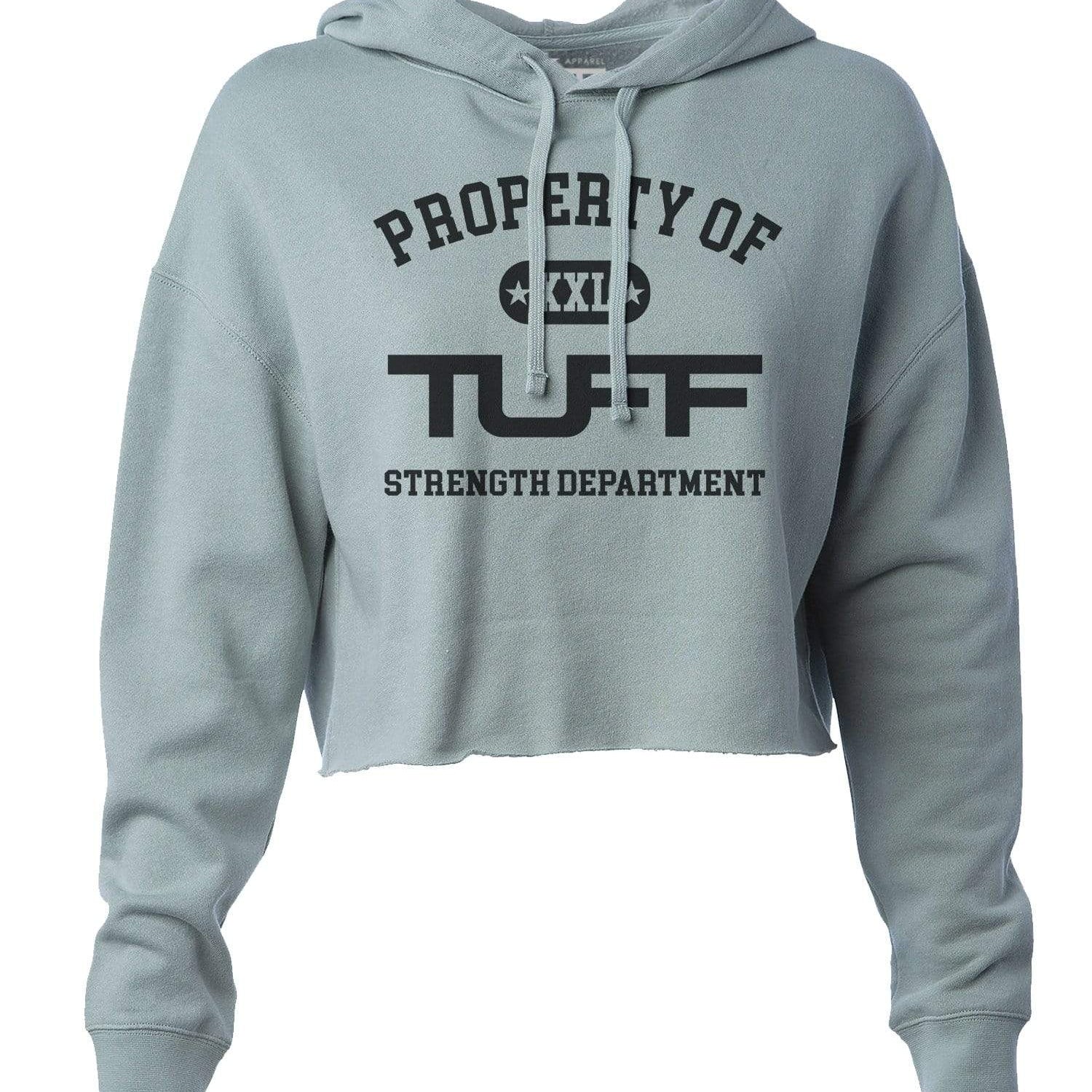 Property of TUFF Hooded Cropped Fleece XS / Sage Green TuffWraps.com