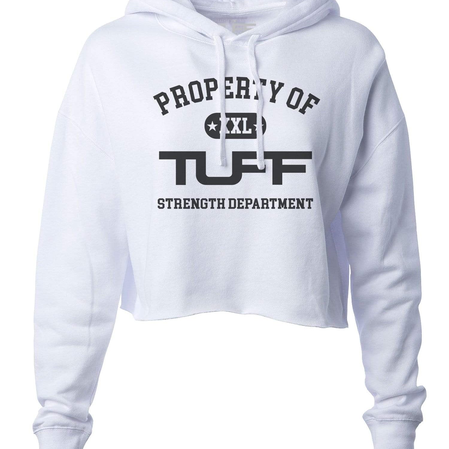 Property of TUFF Hooded Cropped Fleece XS / White TuffWraps.com