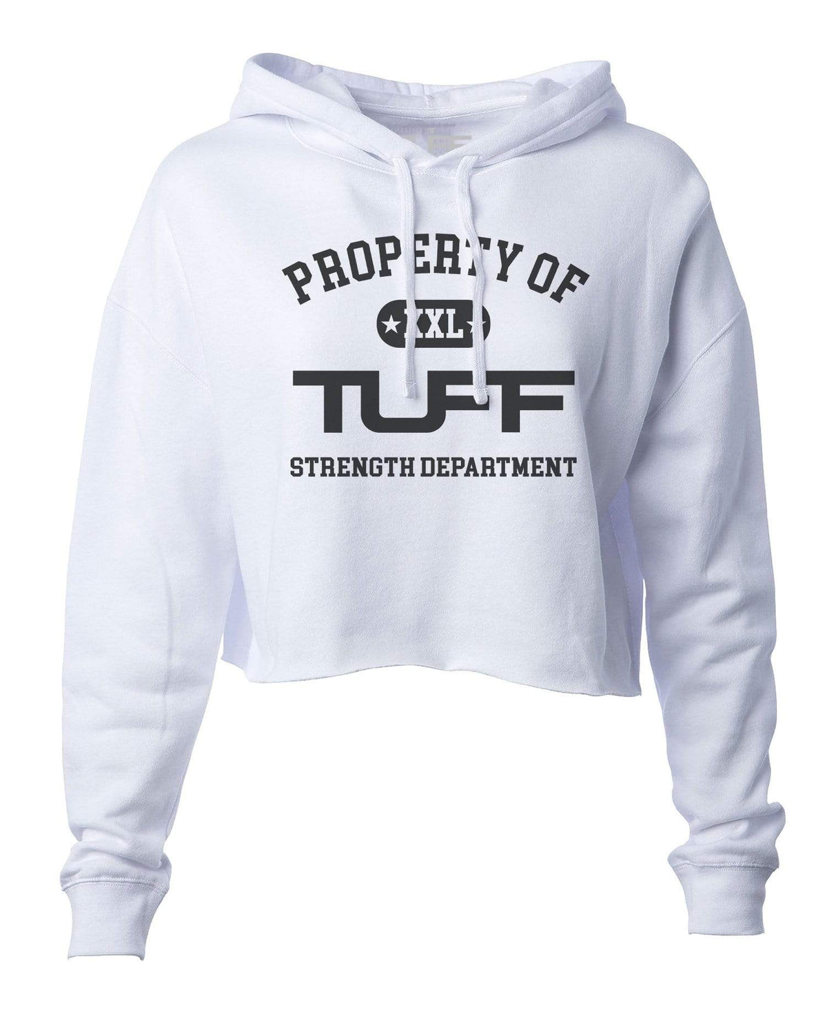 Property of TUFF Hooded Cropped Fleece XS / White TuffWraps.com