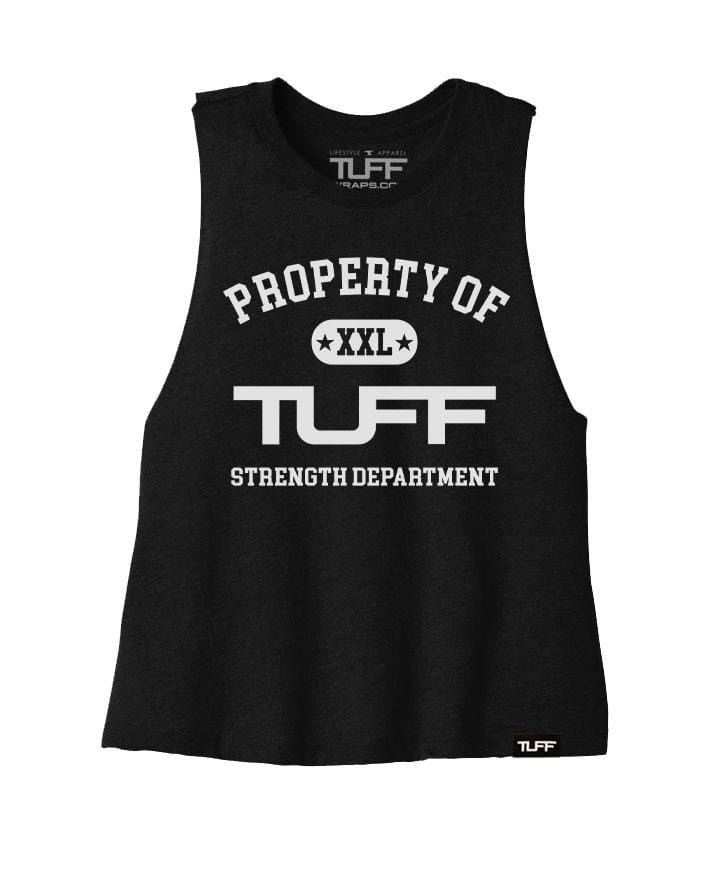 Property of TUFF Racerback Crop Top S / Black TuffWraps.com