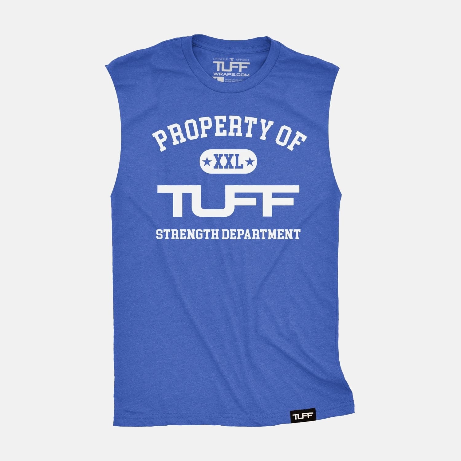 Property of TUFF Raw Edge Muscle Tank Vintage Blue / S TuffWraps.com