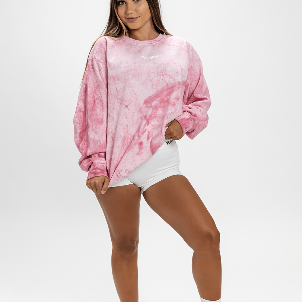 Stone Wash Essentials Crew Sweatshirt S / Pink TuffWraps.com