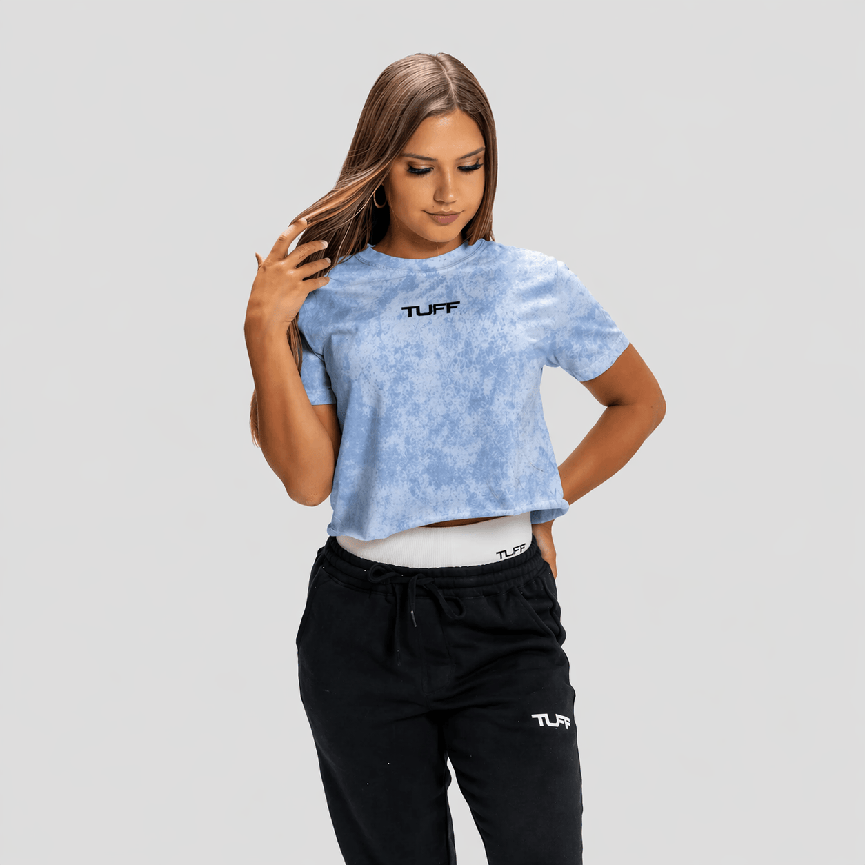 Stone Wash Essentials Crop Tee Blue / S TuffWraps.com