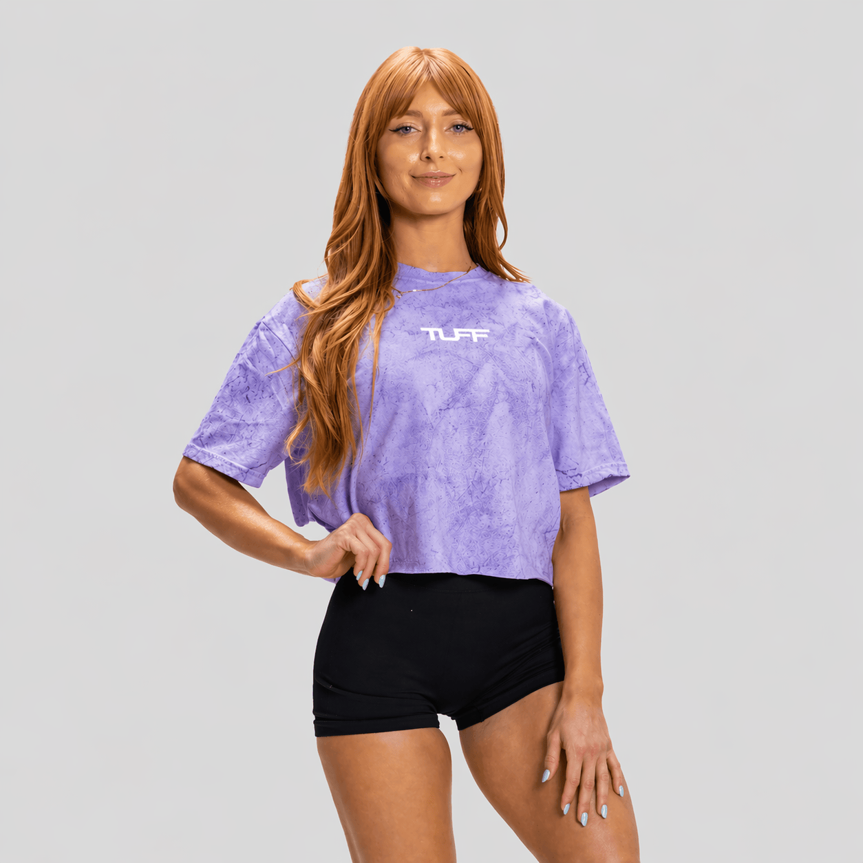 Stone Wash Essentials Crop Tee Purple / S TuffWraps.com