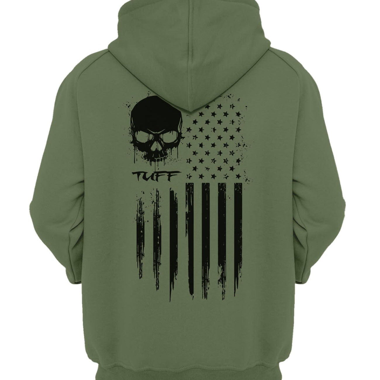 TUFF Skull Flag Hooded Sweatshirt XS / Military Green TuffWraps.com