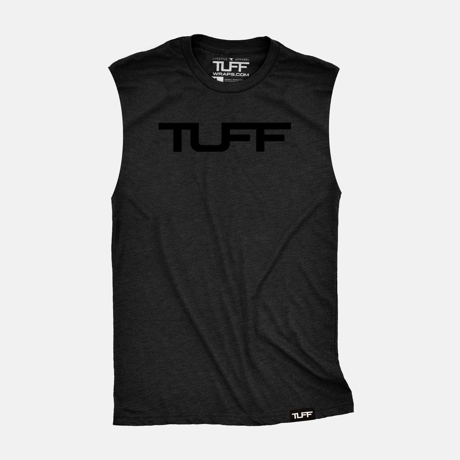 TUFF Blackout Raw Edge Muscle Tank S TuffWraps.com