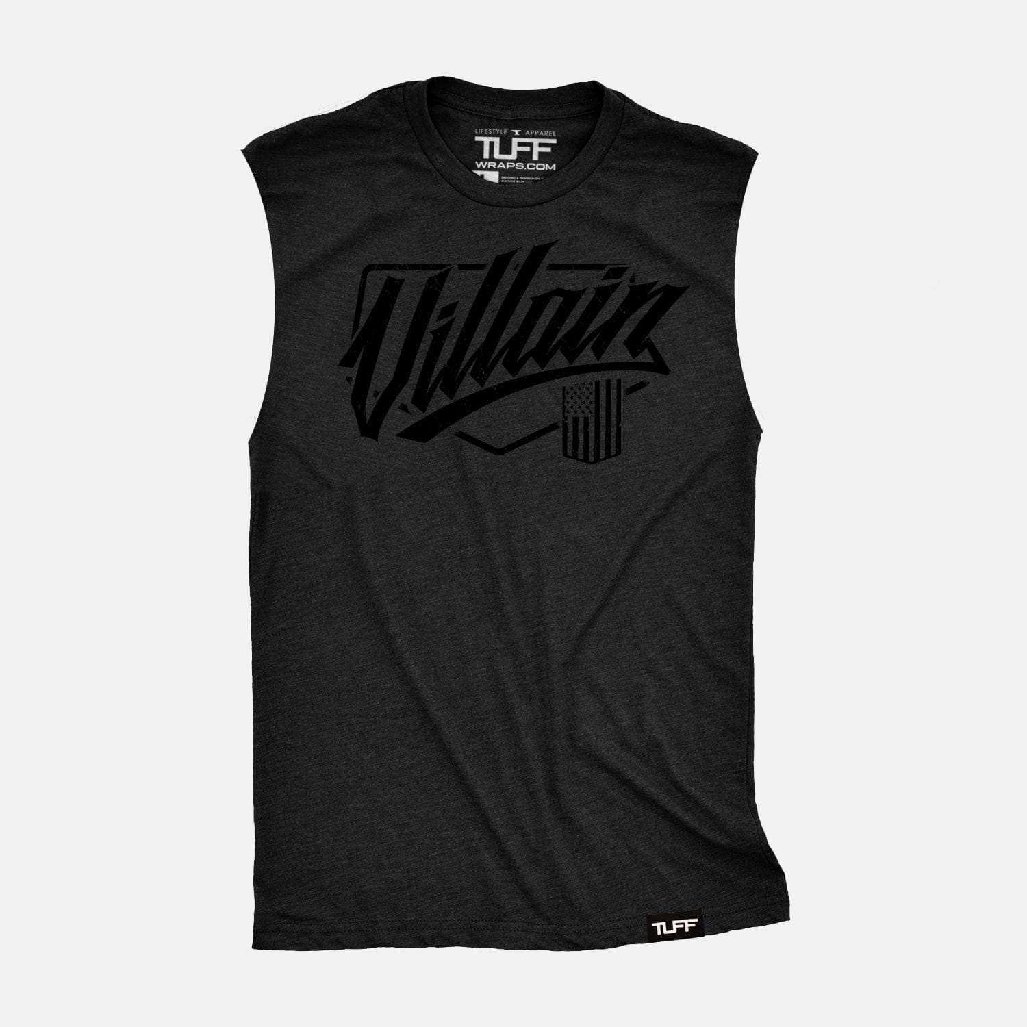 TUFF Blackout Villan Script Raw Edge Muscle Tank Black / S TuffWraps.com