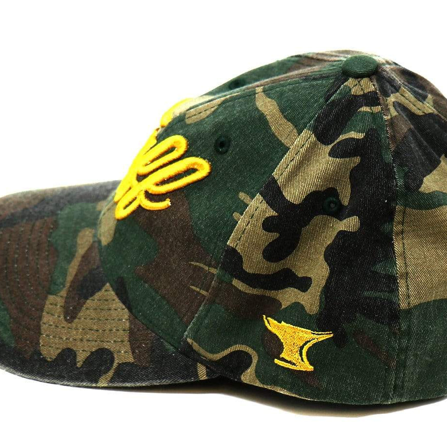 TUFF Gold Script Camo Flexfit Hat TuffWraps.com