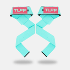 TUFF Lifting Straps | Premium Padded Lifting Straps With Neoprene Teal / Pink TuffWraps.com