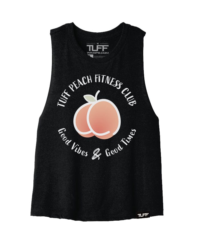 TUFF Peach Fitness Club Racerback Crop Top S / Black TuffWraps.com