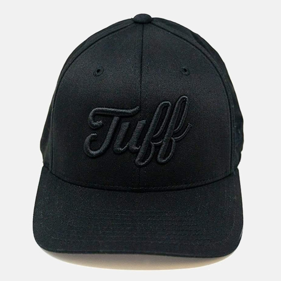 TUFF Script All Black Flexfit Hat S/M (6 3/4"-7 1/4") / Black TuffWraps.com