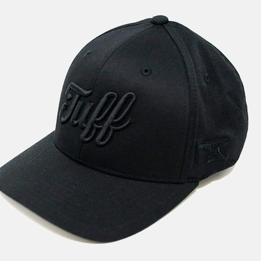 TUFF Script All Black Flexfit Hat TuffWraps.com