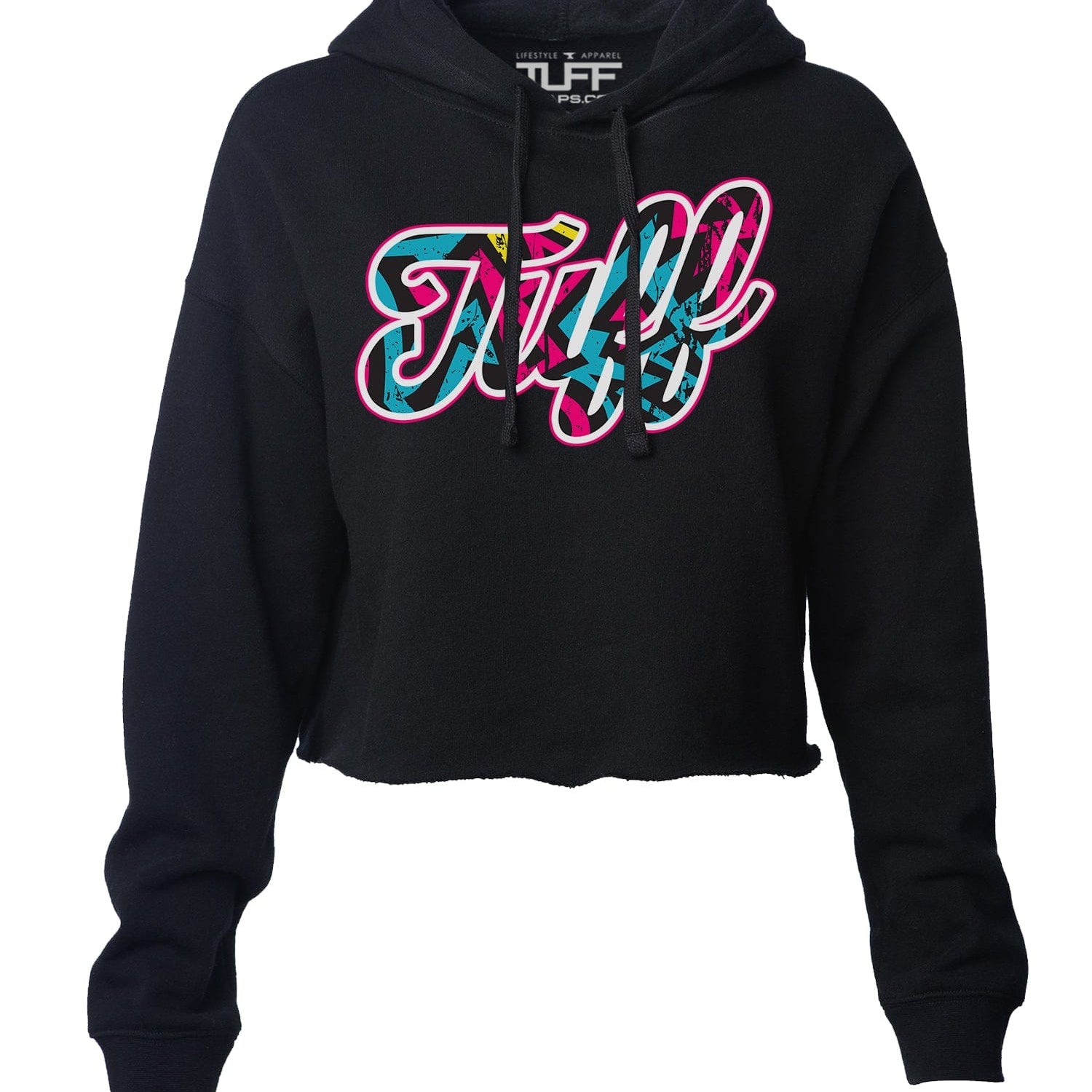 TUFF Script Graffiti Hooded Cropped Fleece XS / Black TuffWraps.com