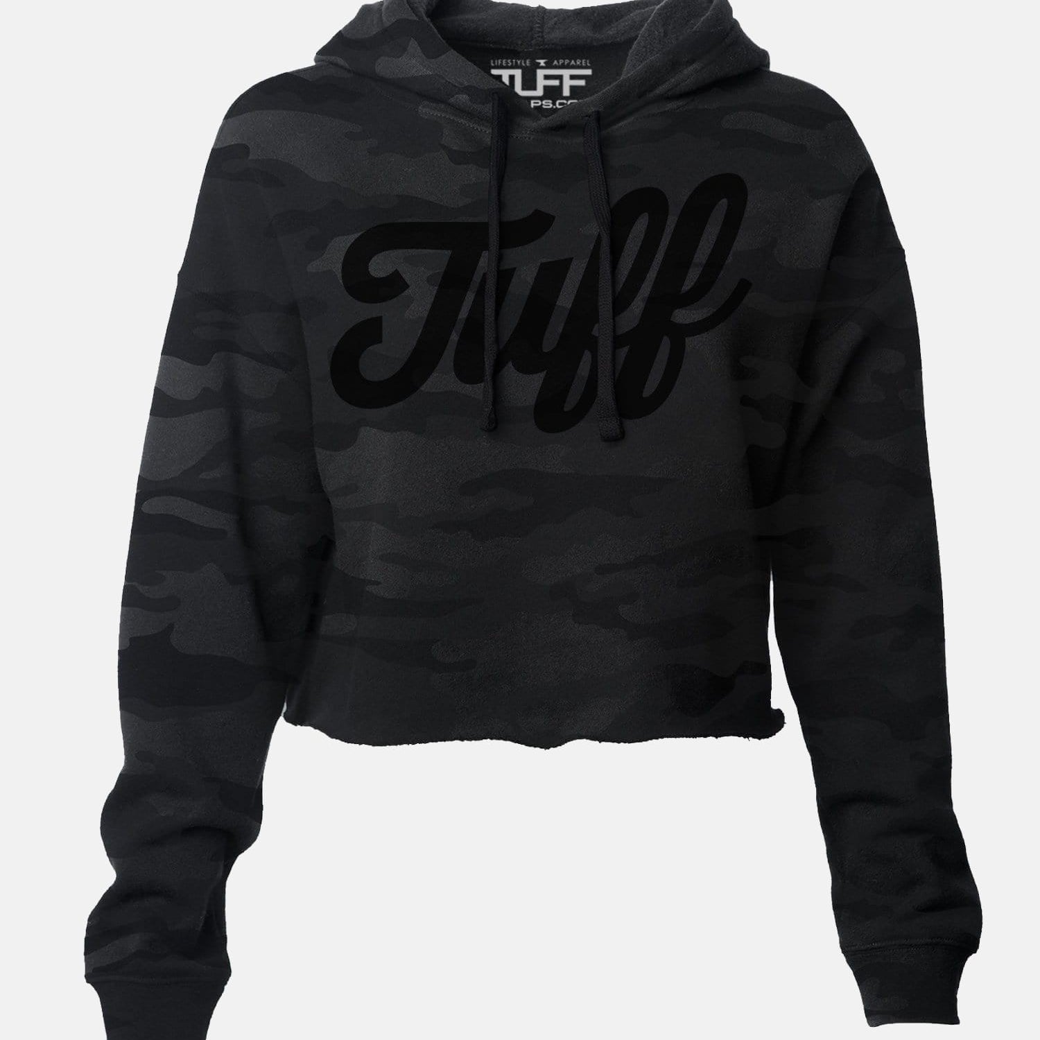 TUFF Script Hooded Cropped Fleece Black Camo / XS TuffWraps.com