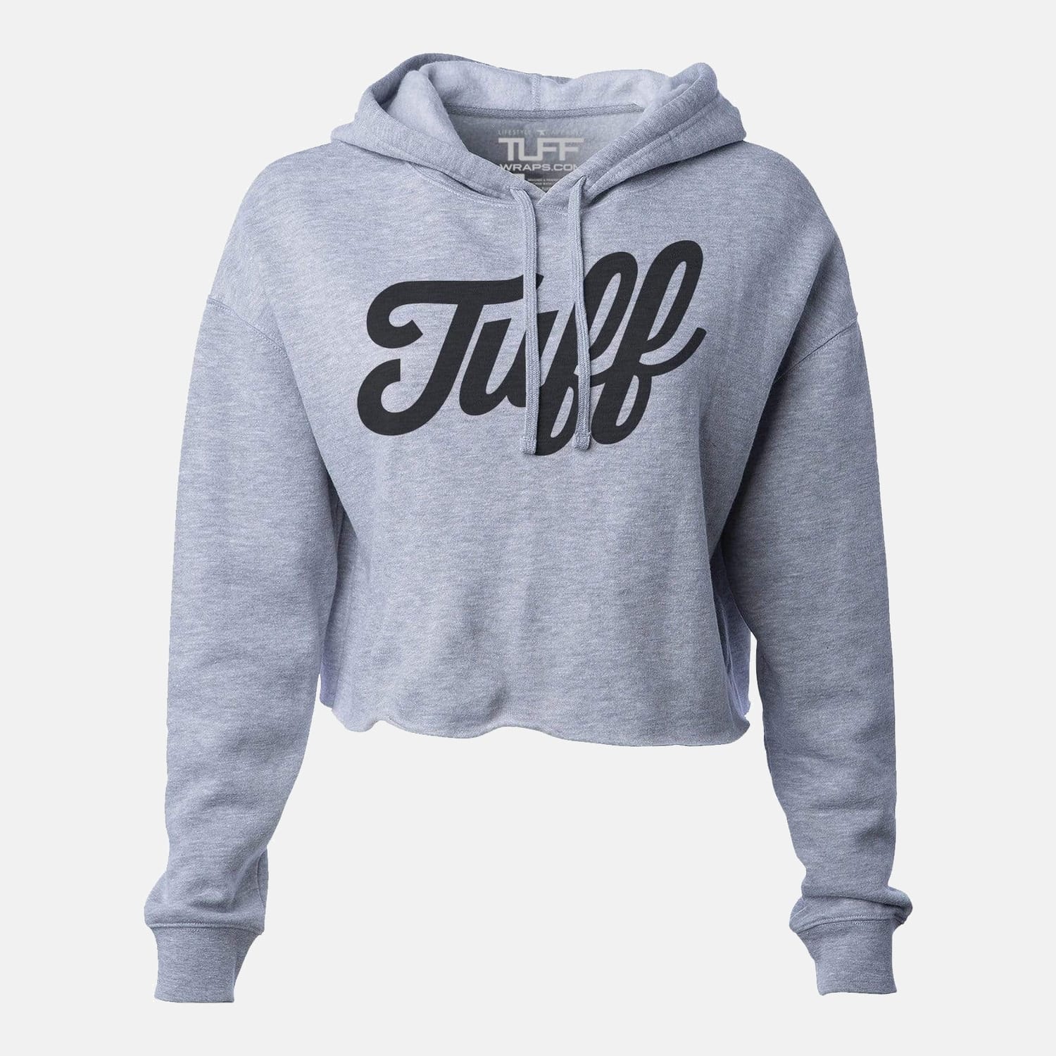 TUFF Script Hooded Cropped Fleece Heather Gray / XS TuffWraps.com