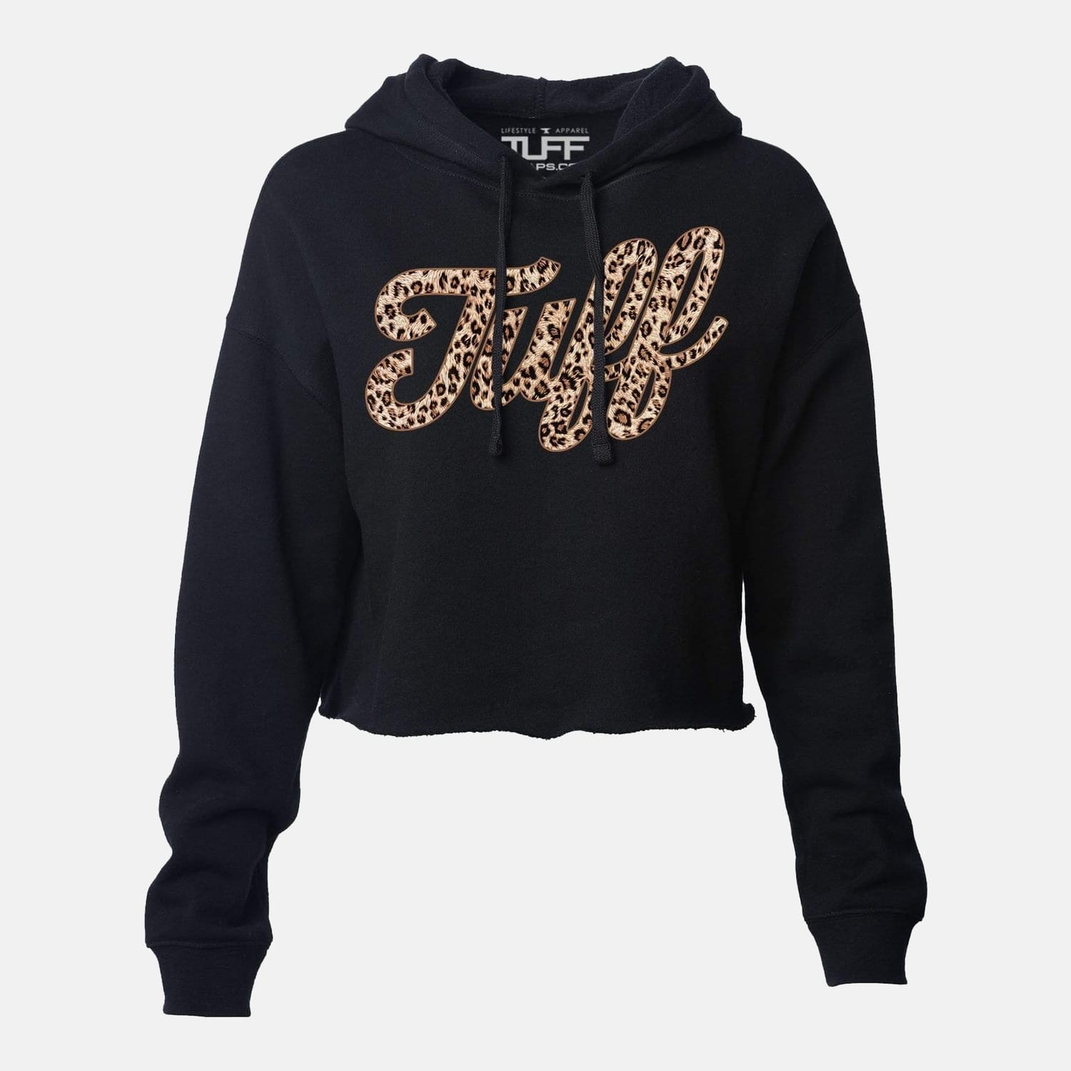 TUFF Script Leopard Hooded Cropped Fleece TuffWraps.com