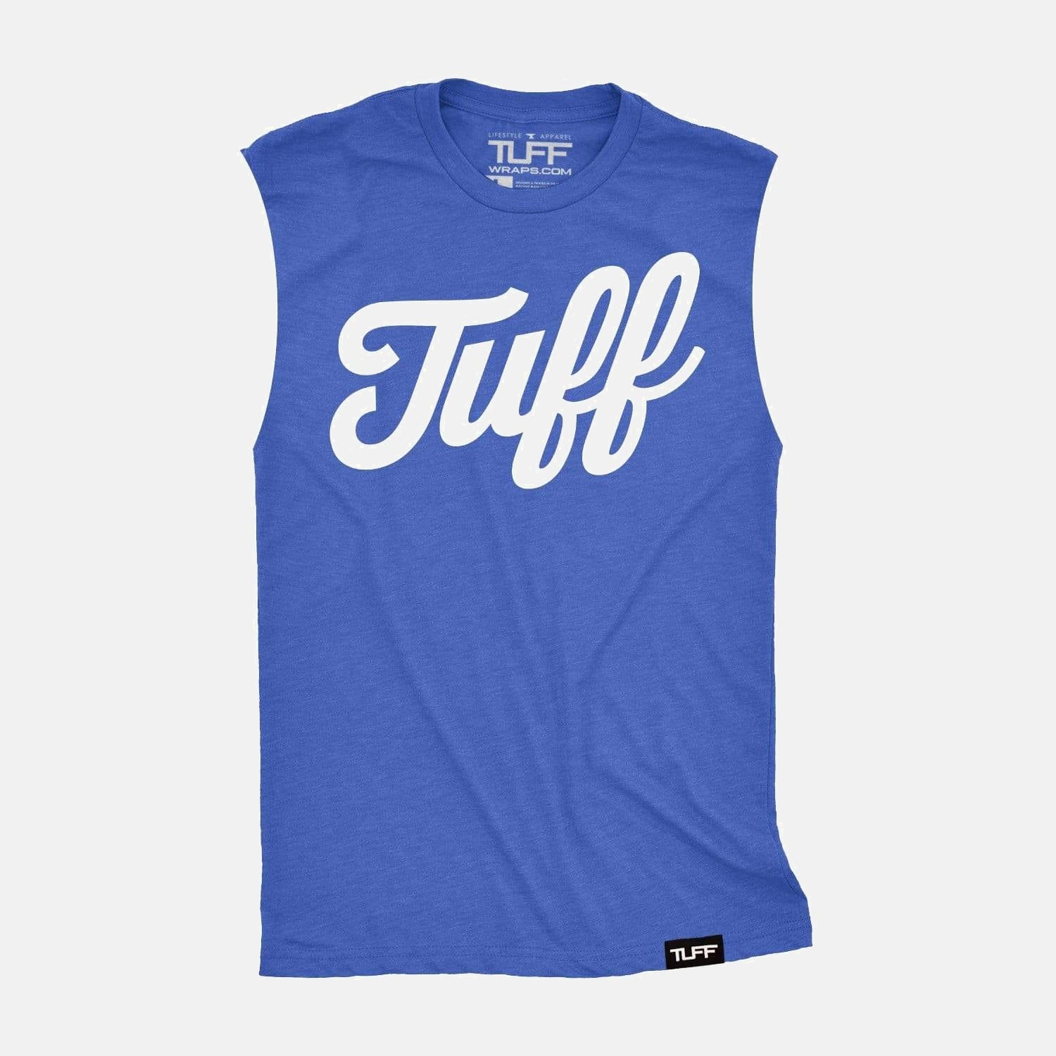TUFF Script Raw Edge Muscle Tank Vintage Blue / S TuffWraps.com