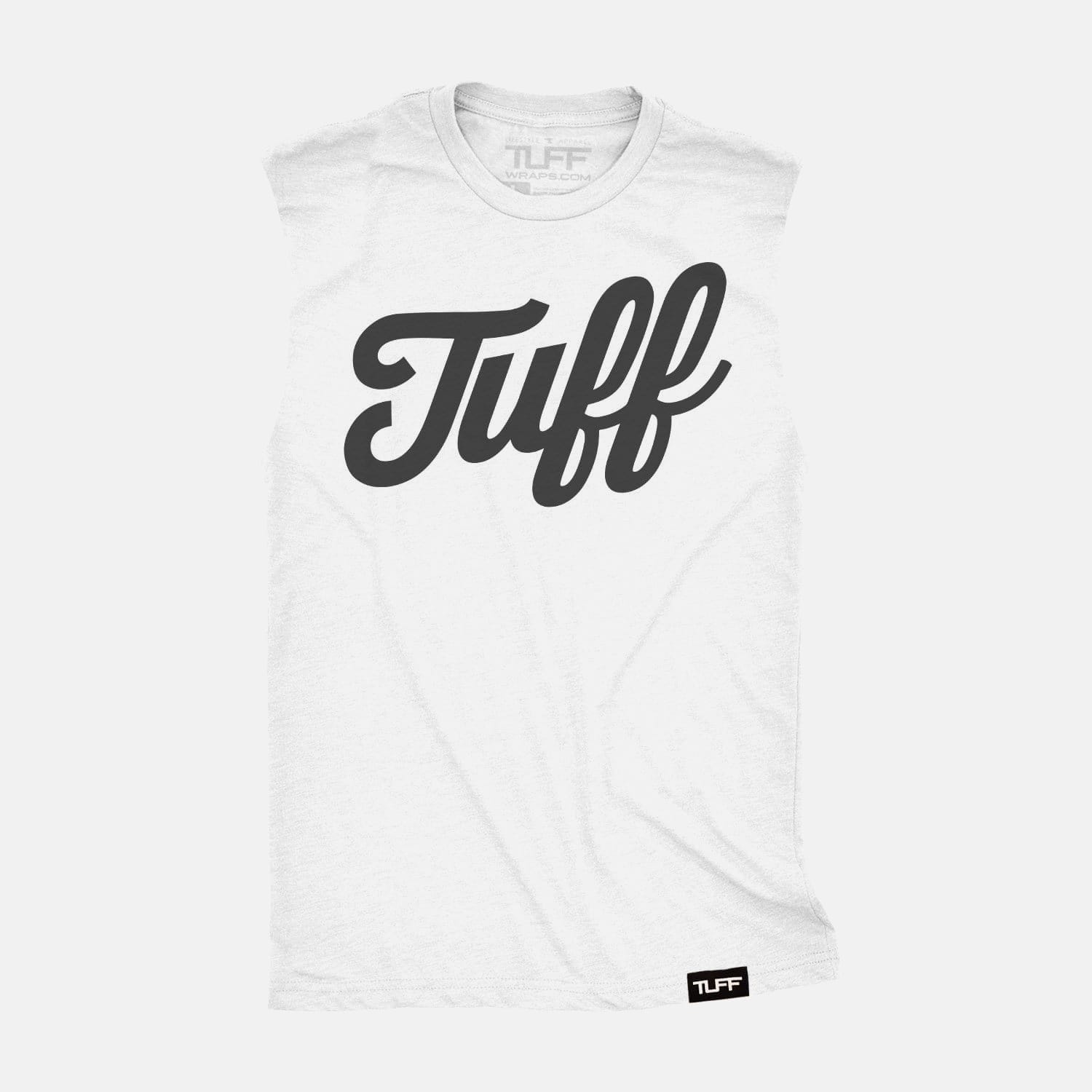 TUFF Script Raw Edge Muscle Tank White / S TuffWraps.com