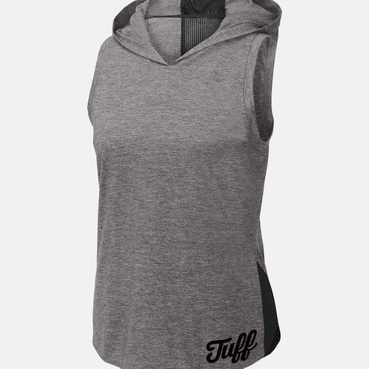 TUFF Small Script Women's Mesh Hoodie Tank Heather Gray / XS / 1 TuffWraps.com