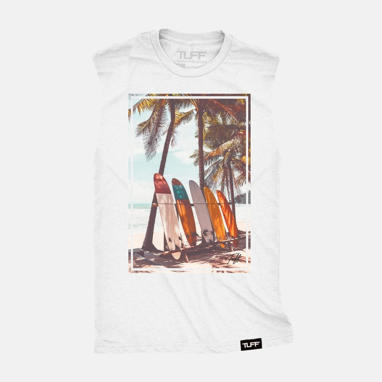 TUFF Surfboards Raw Edge Muscle Tank White / S TuffWraps.com