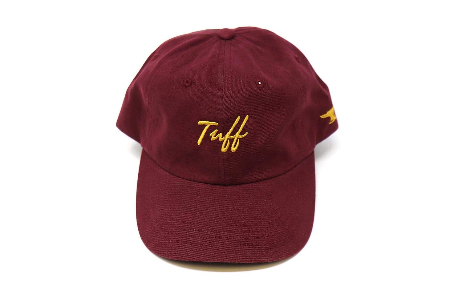 TUFF Thin Gold Script Dad Hat - Maroon Maroon TuffWraps.com