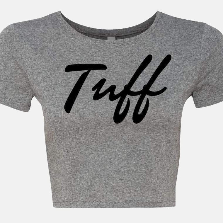 TUFF Thin Script Crop Top Heather Gray / XS/S TuffWraps.com