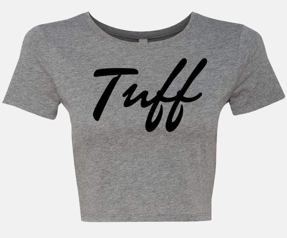 TUFF Thin Script Crop Top Heather Gray / XS/S TuffWraps.com