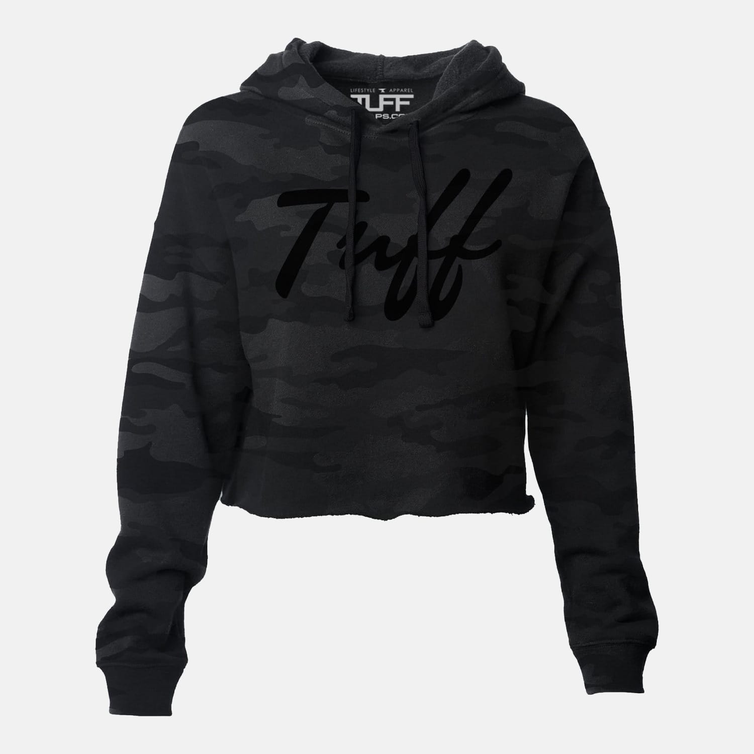 TUFF Thin Script Hooded Cropped Fleece Black Camo / XS TuffWraps.com