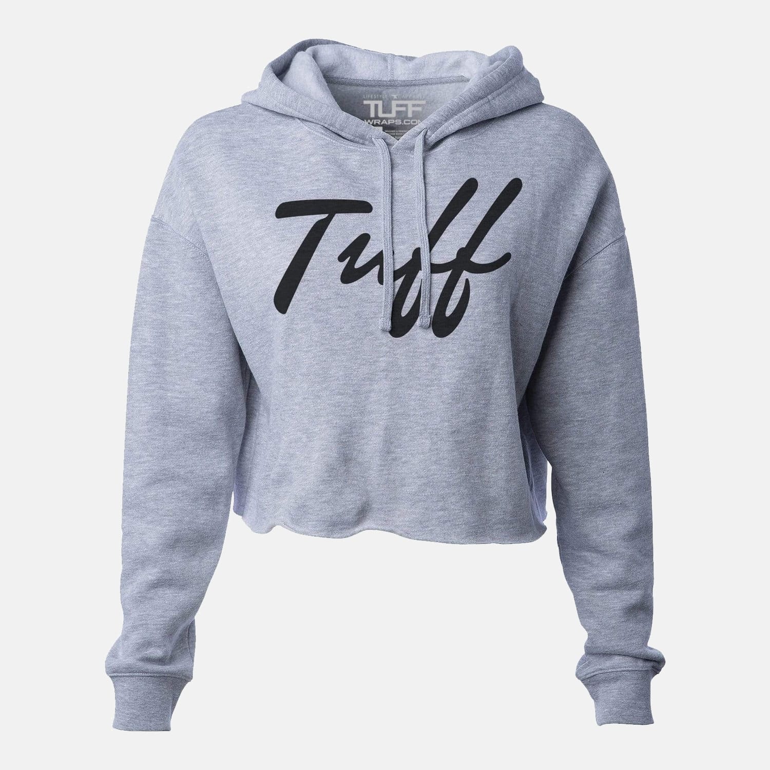 TUFF Thin Script Hooded Cropped Fleece Heather Gray / XS TuffWraps.com